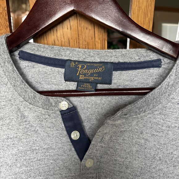 MEN'S ORIGINAL PENGUIN BY Munsingwear - XXL -- GRAY - Henley Vintage - Picture 1 of 6